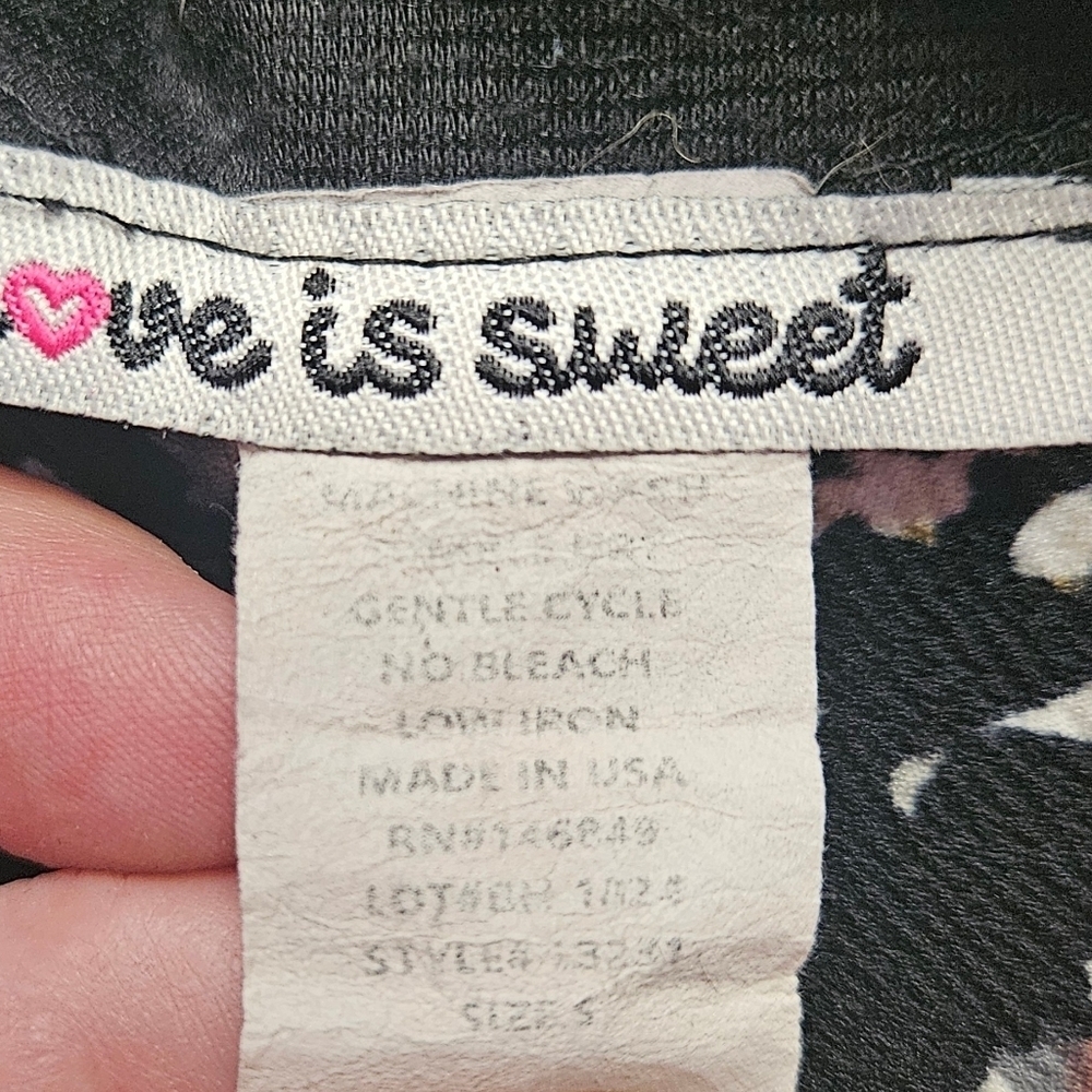 Love is Sweet Womens Black And Floral Lightweight Bomber Jacket Size Small - Picture 3 of 8